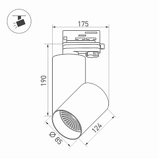 Светильник SP-POLO-TRACK-TURN-R85-15W Day4000 (BK-BK, 40 deg) (Arlight, IP20 Металл, 3 года)