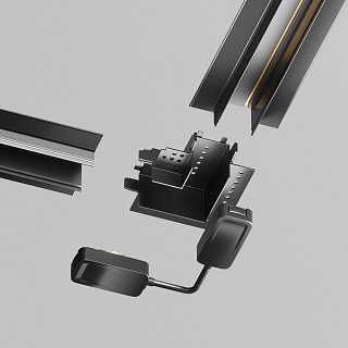 Коннектор питания угловой встраиваемый с проводом 6см Radity черный