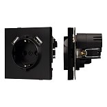 Механизм розетки с USB зарядкой SCT-TENDO-MUAA-PL-BK (230V, 16A) (Arlight, -)