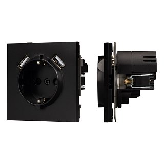 Механизм розетки с USB зарядкой SCT-TENDO-MUAA-PL-BK (230V, 16A) (Arlight, -)