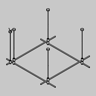 Готовая конструкция квадратная двухуровневая на тросовых подвесах Hang без светильников и блока питания, платина