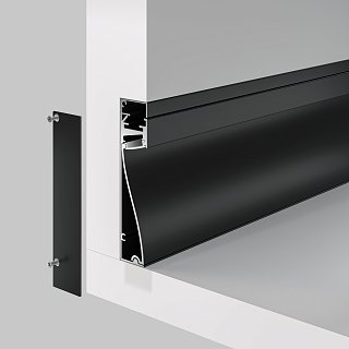 Алюминиевый профиль плинтус 80×18 (Черный, 2 м), ALM-8018-B-2M