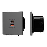 Механизм розетки с быстрой USB зарядкой SCT-NOBE-MUAC-SFPL-FC-GR (65W, QC3) (Arlight, -)