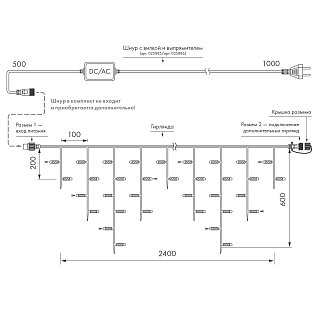 Светодиодная гирлянда ARD-EDGE-CLASSIC-2400x600-CLEAR-88LED-MILK-FLASH Warm (230V, 6W) (Ardecoled, IP65)