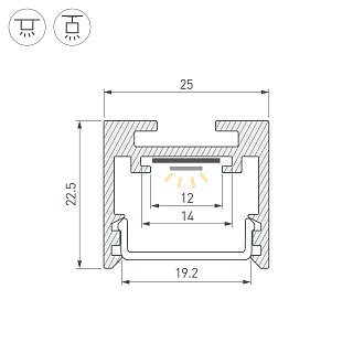 Профиль SL-LINE-2522-2500 WHITE (Arlight, Алюминий)