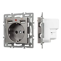 Механизм розетки с USB зарядкой SCT-MUAA-PL-GR (250V, 16A) (Arlight, -)