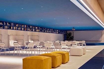 Кафе и лаундж-зона в многофункциональном лофт-пространстве