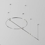 Готовая конструкция круглая + прямая двухуровневая на тросовых подвесах Hang без светильников и блока питания, платина