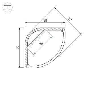 Профиль с экраном ARH-KANT-H30-2000 ANOD+OPAL (Arlight, Алюминий)