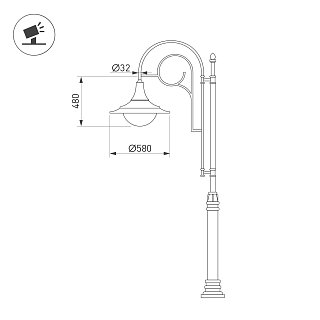 Светильник OXOR-AMPIL-LUZ-580х480-100W Day4000 (BK, 120 deg, 230V) IP65 (Arlight, -)