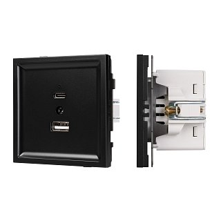 Механизм USB розетки SCT-TENDO-MUAC-PL-BK (5V, 3A, QC3) (Arlight, -)