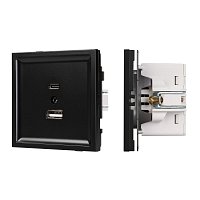 Механизм USB розетки SCT-TENDO-MUAC-PL-BK (5V, 3A, QC3) (Arlight, -)