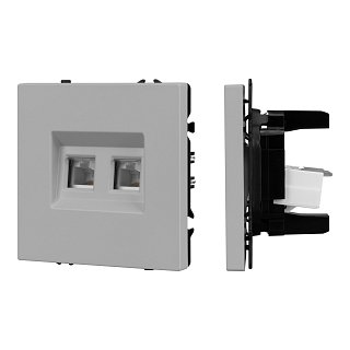 Механизм сдвоенной компьютерной розетки SCT-NOBE-MPC2-SFPL-IS (RJ-45, CAT6) (Arlight, Никель)