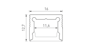 Накладной алюминиевый профиль Design LED LS1613, 2500 мм, анодированный, LS.1613-R