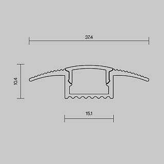 Алюминиевый профиль встраиваемый в пол 37x10 (Серебро, 2 м), ALM-3710-S-2M 636022