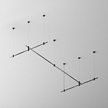 Готовая конструкция прямая 2м х 1м двухуровневая на тросовых подвесах Hang без светильников и блока питания, черный