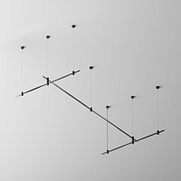 Готовая конструкция прямая 2м х 1м двухуровневая на тросовых подвесах Hang без светильников и блока питания, черный