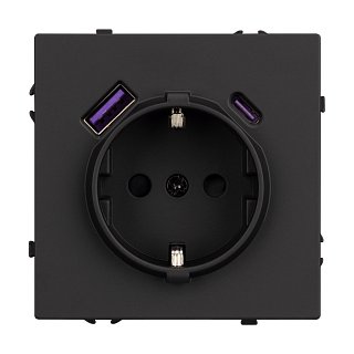 Механизм розетки с USB зарядкой SCT-NOBE-MUAC-SFPL-BK (230V, 16A) (Arlight, -)