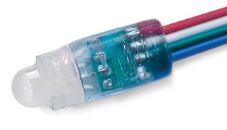 Диод ELF Pixel  8mm, 5В, 0.3Вт, RGB SM-control (круглая линза, IC P8206)