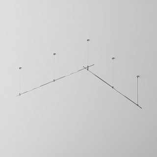 Готовая конструкция прямая двухуровневая на тросовых подвесах Hang без светильников и блока питания, платина