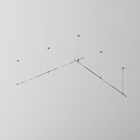 Готовая конструкция прямая двухуровневая на тросовых подвесах Hang без светильников и блока питания, платина