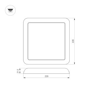 Светильник CL-FIOKK-S220x220-18W Day4000-MIX (WH, 120 deg, 230V) (Arlight, IP44 Пластик, 3 года)