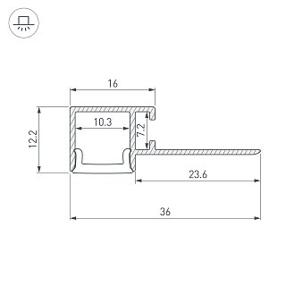 Профиль FANTOM-W12-EDGE-2000 ANOD (Arlight, Алюминий)