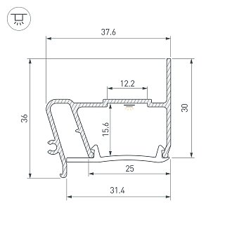 Профиль STRETCH-S-30-WALL-SIDE-2000 (STEP) (Arlight, Алюминий)