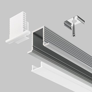 Алюминиевый профиль встраиваемый с накладным фланцем 12×9 (Серебро, 2 м), ALM-1209-S-2M