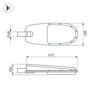 Светильник OXOR-ELFA 611х288-108W Day5000 (GR, 144x61 deg, 230V) IP65 (Arlight, -)