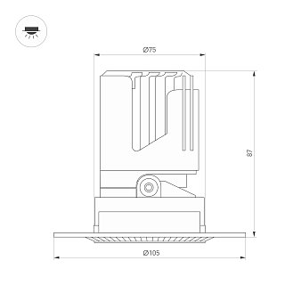 Светильник MS-ARADO-TRIMLESS-R75-12W Warm3000 (WH-WH, 24 deg, 230V) (Arlight, IP20 Металл, 5 лет)