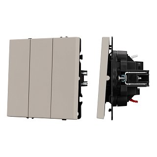 Механизм выключателя трехклавишный непроходной SWT-NOBE-MK03-SFPL-CA (230V, 10A) (Arlight, Кашемир)