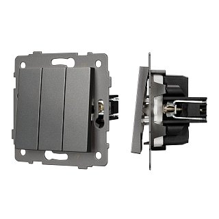 Механизм выключателя трехклавишный непроходной SWT-MK03-PL-GR-V (250V, 10A) (Arlight, -)