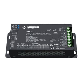 INTELLIGENT ARLIGHT Диммер SMART-PWM-104-73-SH-SUF Black (12-48V, 4x6A, RJ-45, TUYA Wi-Fi, 2.4G) (IARL, IP20 Металл, 5 лет)