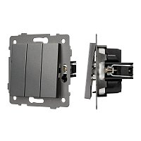 Механизм выключателя трехклавишный непроходной SWT-MK03-PL-GR-V (250V, 10A) (Arlight, -)