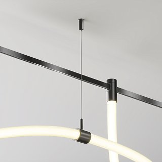 Потолочный коннектор с тросовым подвесом Tau в шинопровод Flarity черный