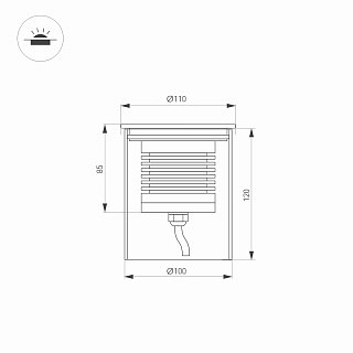 Светильник LTD-GROUND-R110-15W Day4000 (SL, 20 deg, 230V) (Arlight, IP67 Металл, 3 года)