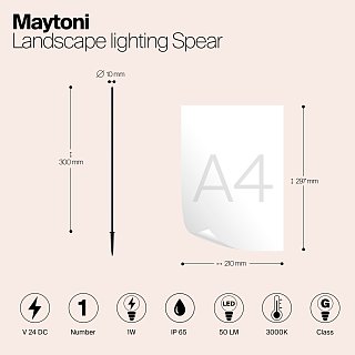 Ландшафтный светильник Spear 3000K 1Вт 24В IP 65