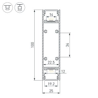 Профиль SL-LINE-25100-DUAL-2500 SILVER (Arlight, Алюминий)