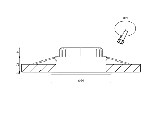 Светильник светодиодный потолочный встраиваемый наклонный, серия FA, Белый, 15,8Вт, IP54, Теплый белый (3000К), FA-NIA-179712EA-WH-WW