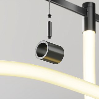 Потолочный коннектор с тросовым подвесом Tau в шинопровод Flarity черный