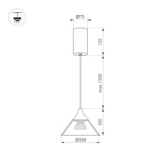 Светильник SP-OMBRELLO-HANG-R200-7W Warm3000 (BK, 30 deg, 230V) (Arlight, IP20 Металл, 5 лет)