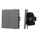 Механизм выключателя двухклавишный перекрёстный SWT-NOBE-MKX2-SFPL-GR (230V, 10A) (Arlight, Серый базальт)