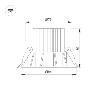 Светильник MS-ATOLL-BUILT-R86-10W Warm3000 (BK, 60 deg, 230V) (Arlight, IP54 Металл, 5 лет)