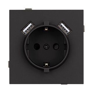 Механизм розетки с USB зарядкой SCT-TENDO-MUAA-SFPL-BK (230V, 16A) (Arlight, -)