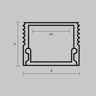 Алюминиевый профиль накладной 8x9 (Черный, 2 м), ALM-0809-B-2M 631002