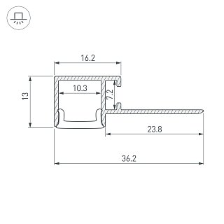 Профиль FANTOM-BENT-W12-TOP-EDGE-2000 ANOD (Arlight, Алюминий)