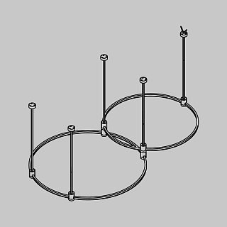 Готовая конструкция круглая двухровневая D800мм + D650мм на жестких подвесах Medium без светильников и блока питания, латунь