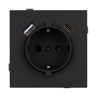 Механизм розетки с USB зарядкой SCT-TENDO-MUAC-SFPL-BK (230V, 16A) (Arlight, -)
