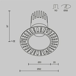 Встраиваемый светильник Dip Hight+ 3000K 10Вт 50°
